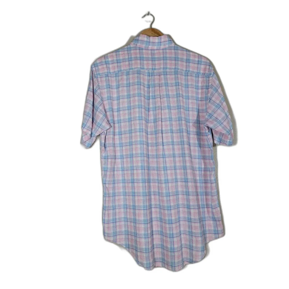 Brooks Brothers Irish Linen Pink & Blue Plaid Button Shirt - Medium - Picture 2 of 6
